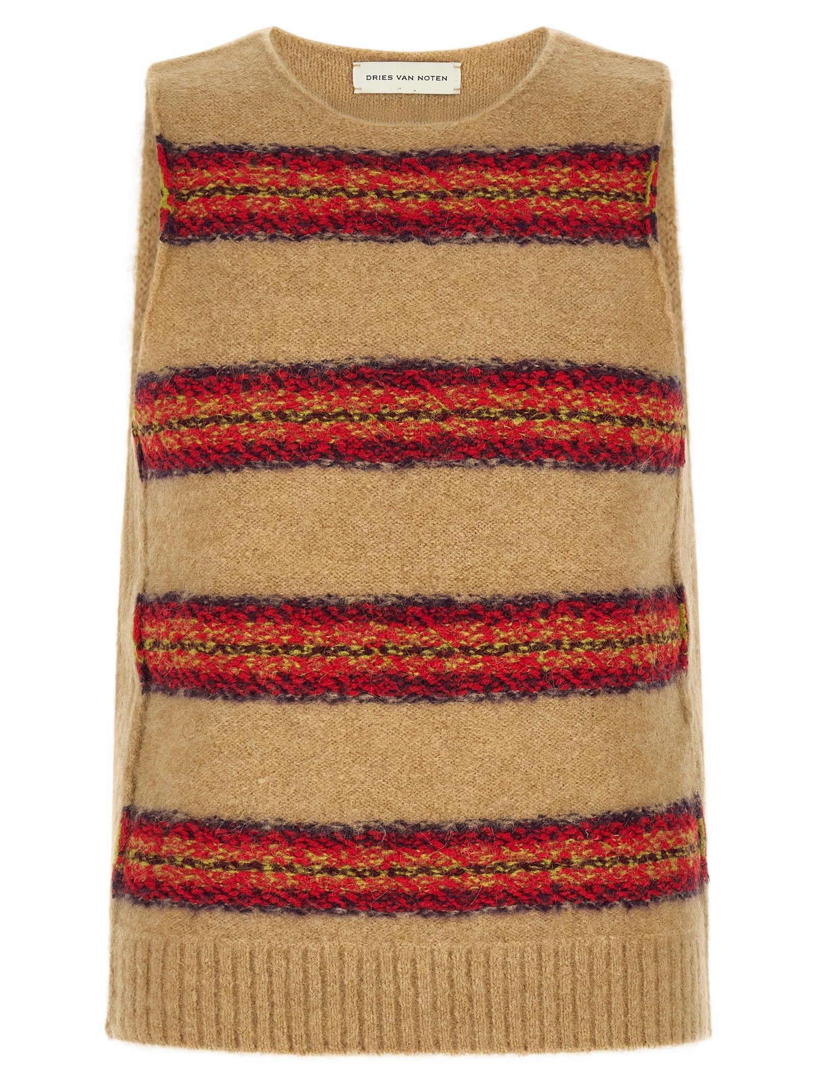 Beige Wool Sleeveles Sweater