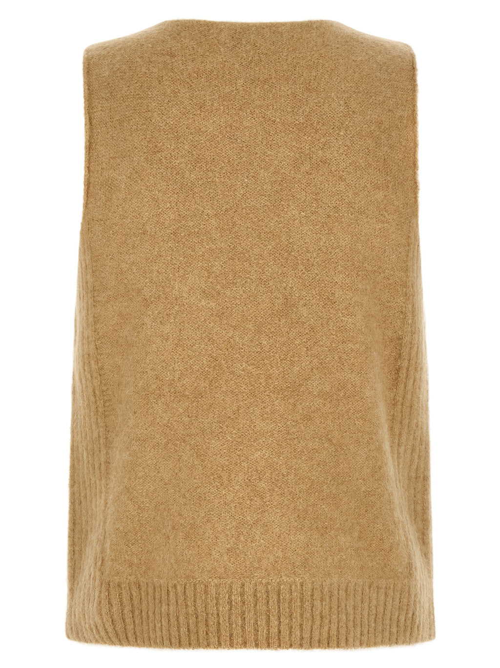 Beige Wool Sleeveles Sweater
