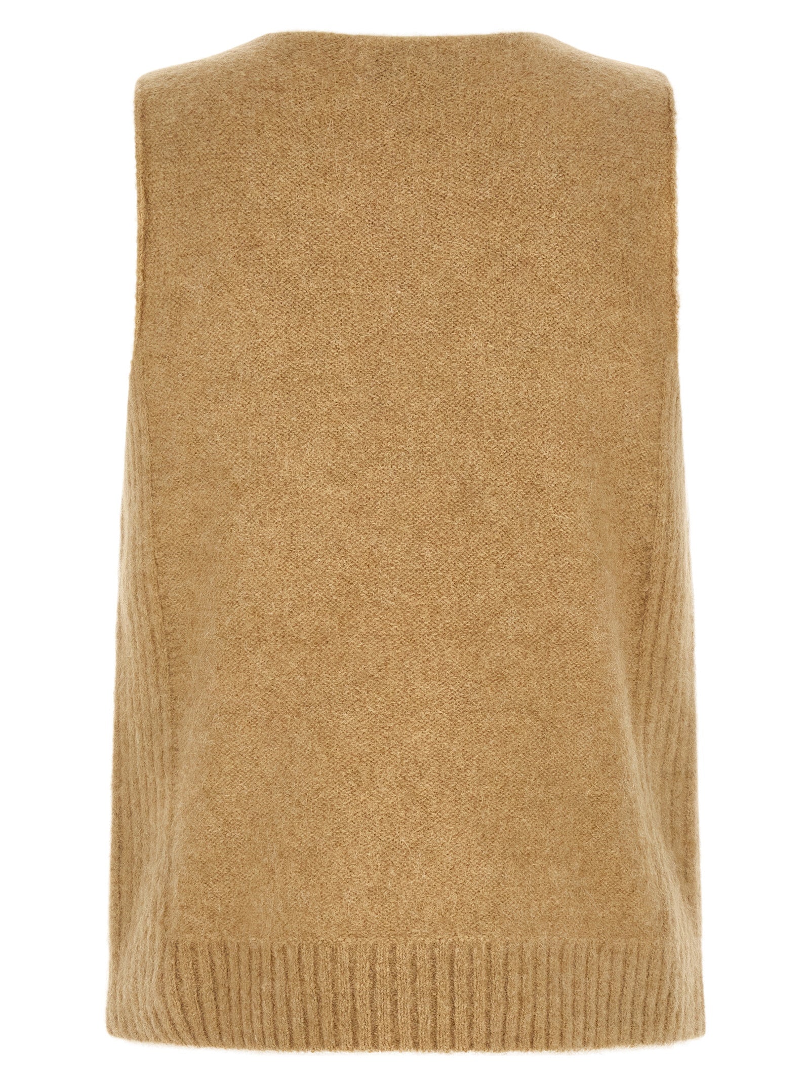 Beige Wool Sleeveles Sweater