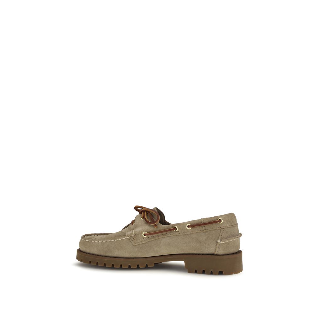 Beige Suede Leather Slip-On Loafers