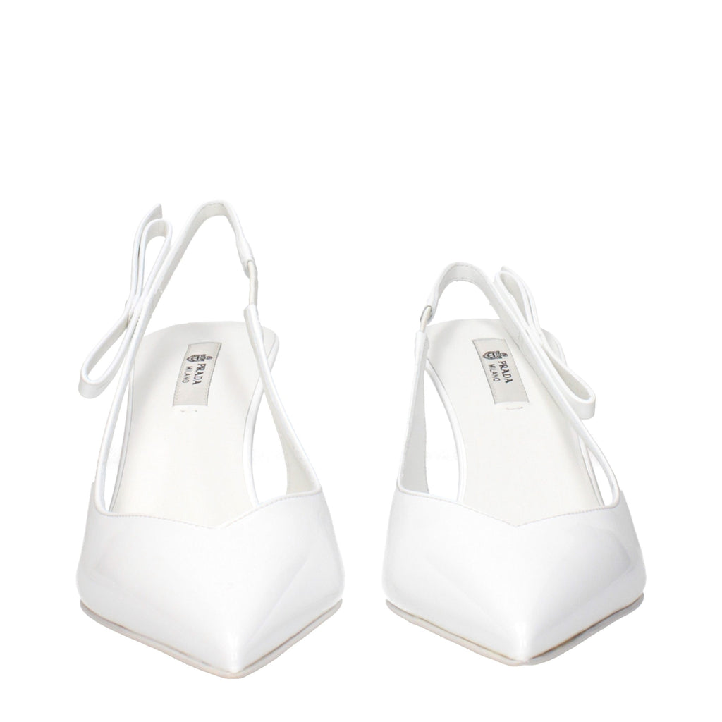 White Leather High Heel Pumps