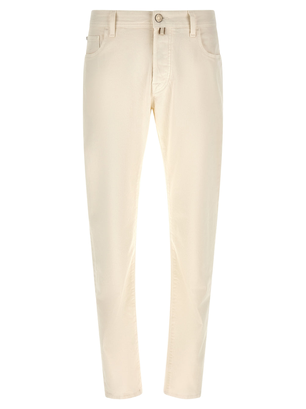 White Cotton Tapered Jeans