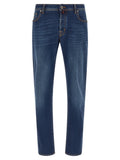 Blue Cotton Straight-Leg Jeans