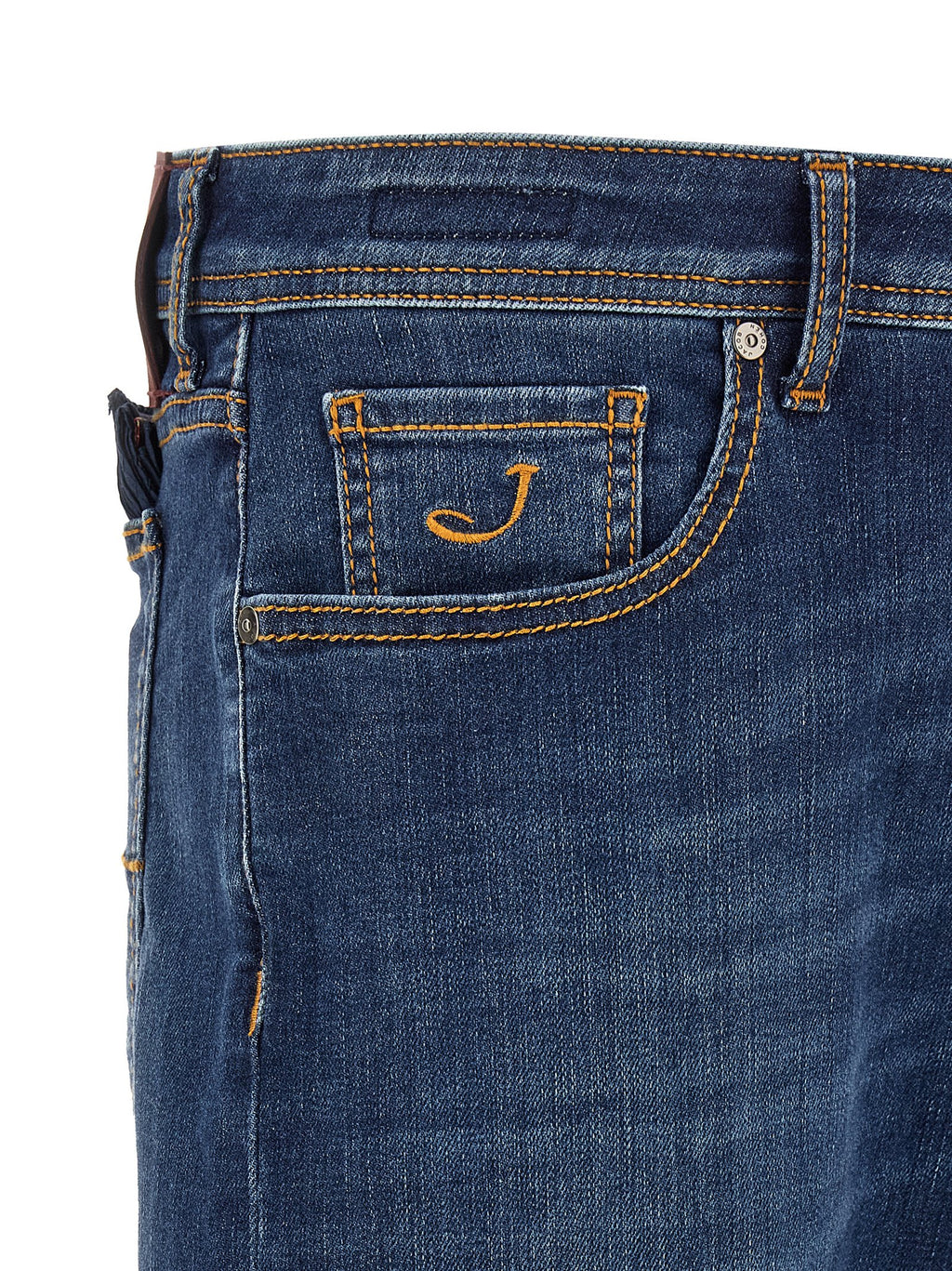 Blue Cotton Straight-Leg Jeans