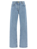 Blue Cotton Straight-Leg Jeans