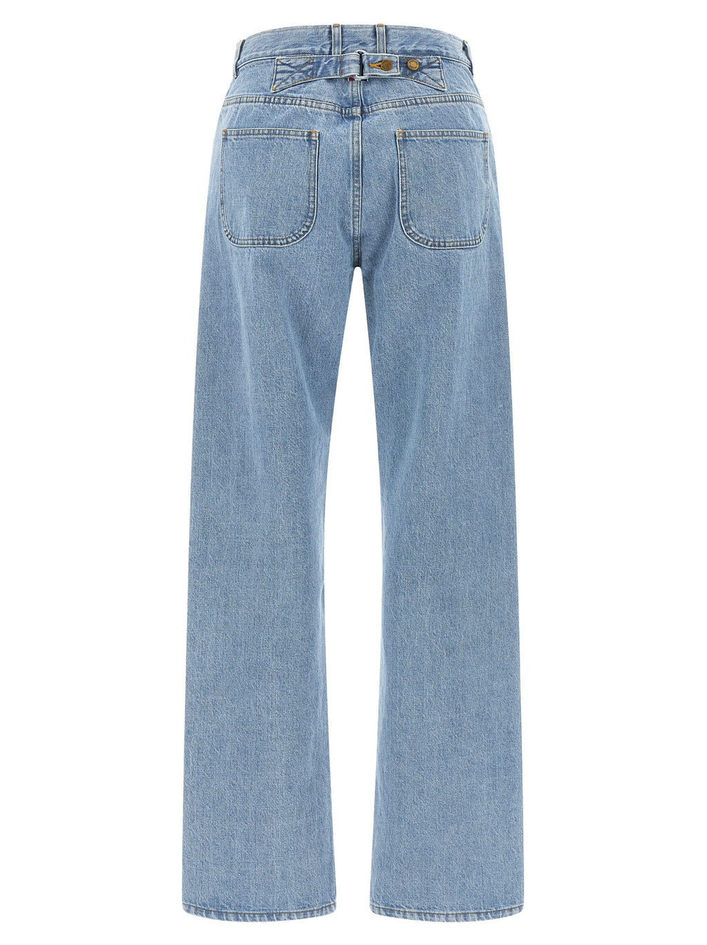 Blue Cotton Straight-Leg Jeans