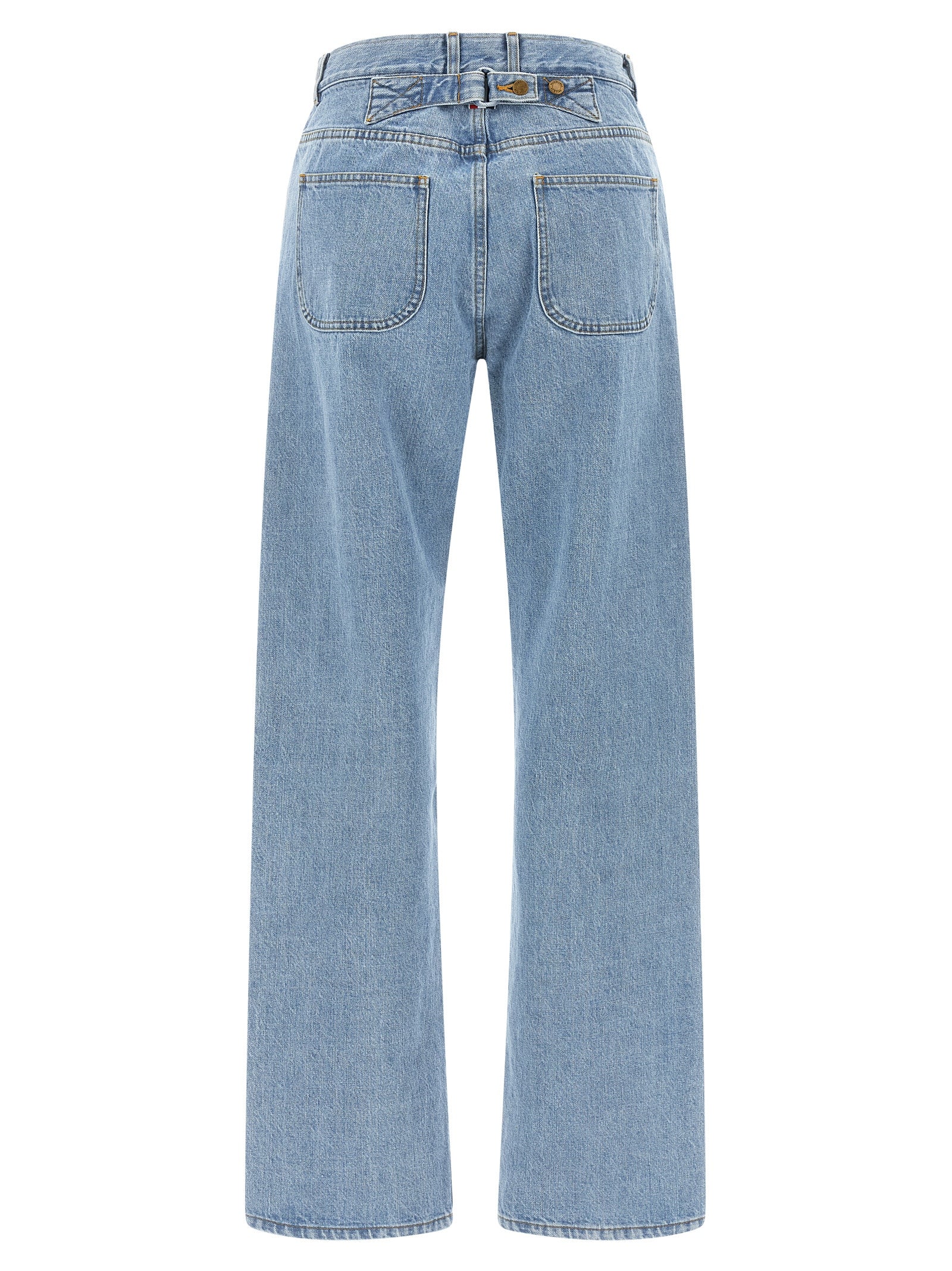 Blue Cotton Straight-Leg Jeans