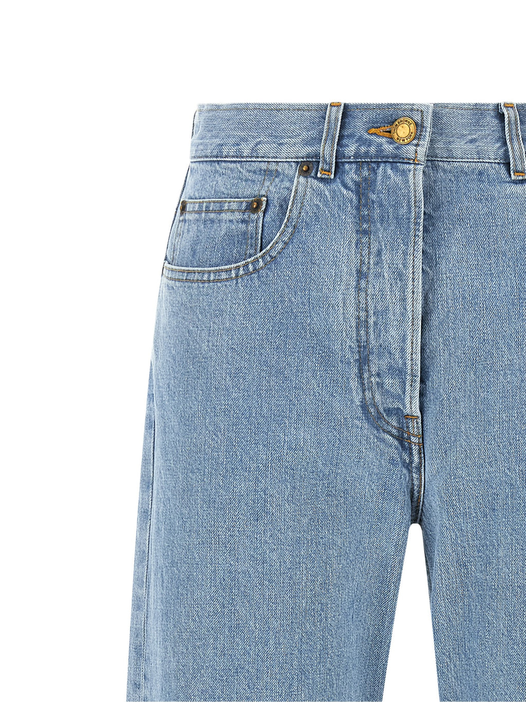 Blue Cotton Straight-Leg Jeans