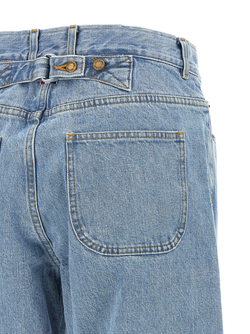 Blue Cotton Straight-Leg Jeans