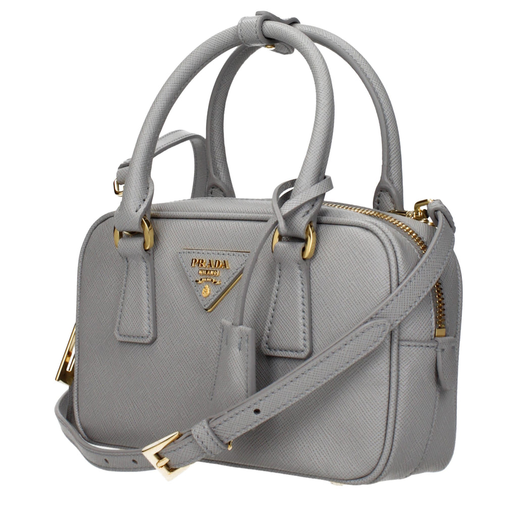 Gray Leather Handbag
