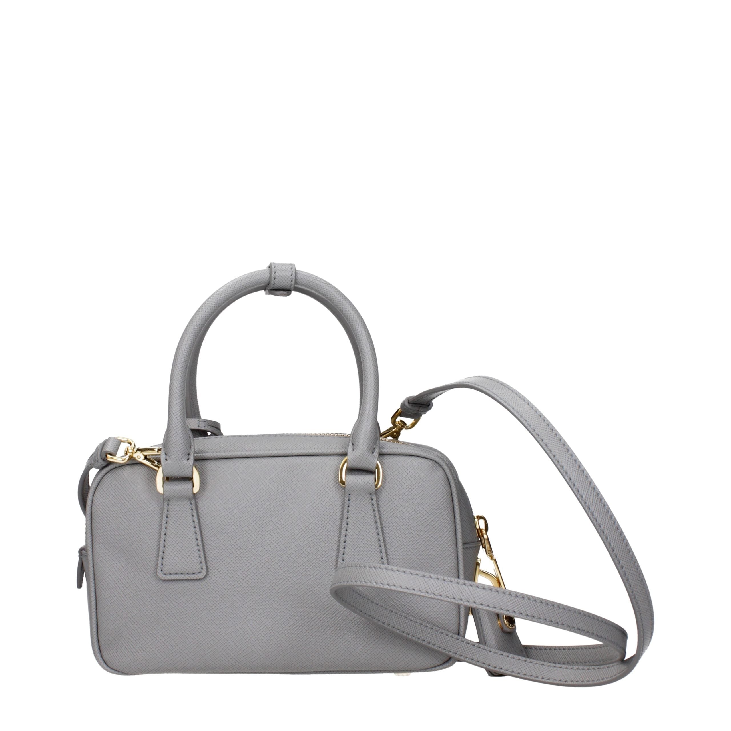 Gray Leather Handbag