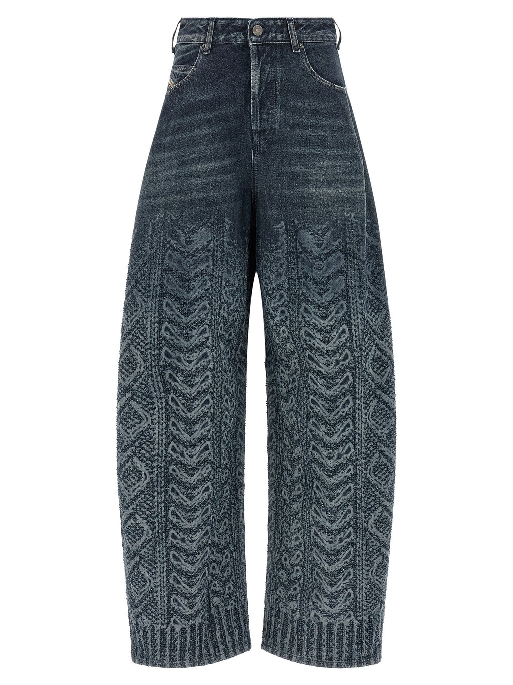 Blue Cotton High-Waisted Jean