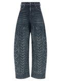 Blue Cotton High-Waisted Jean