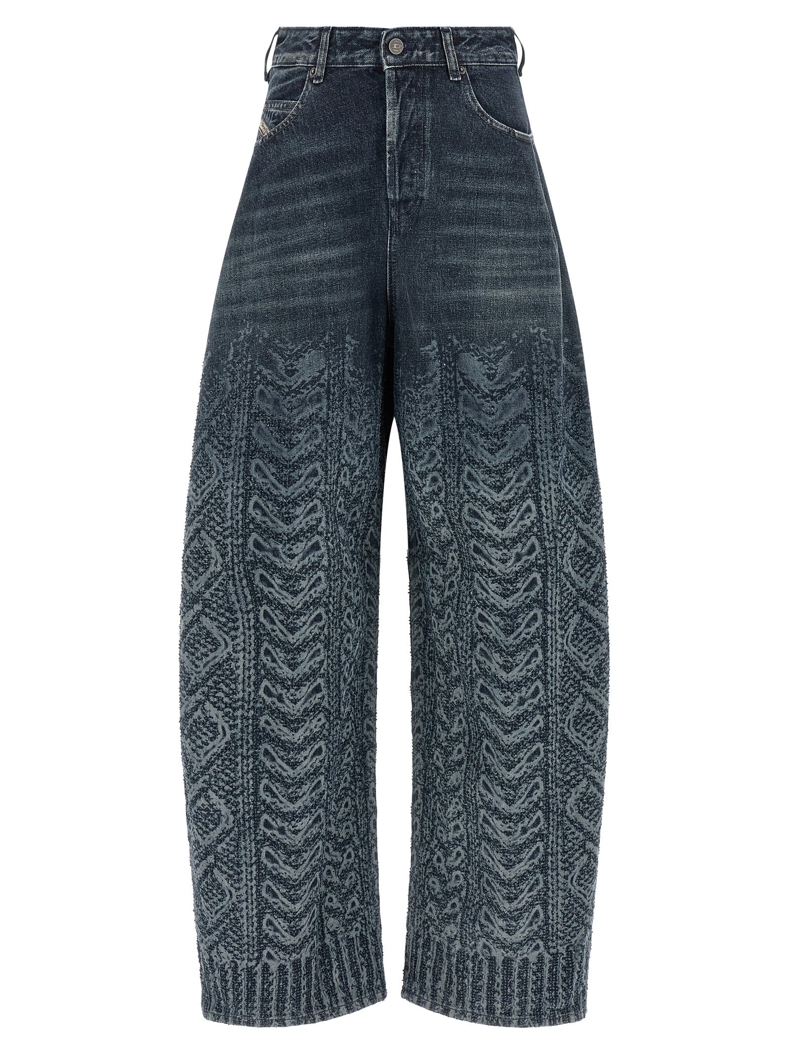 Blue Cotton High-Waisted Jean