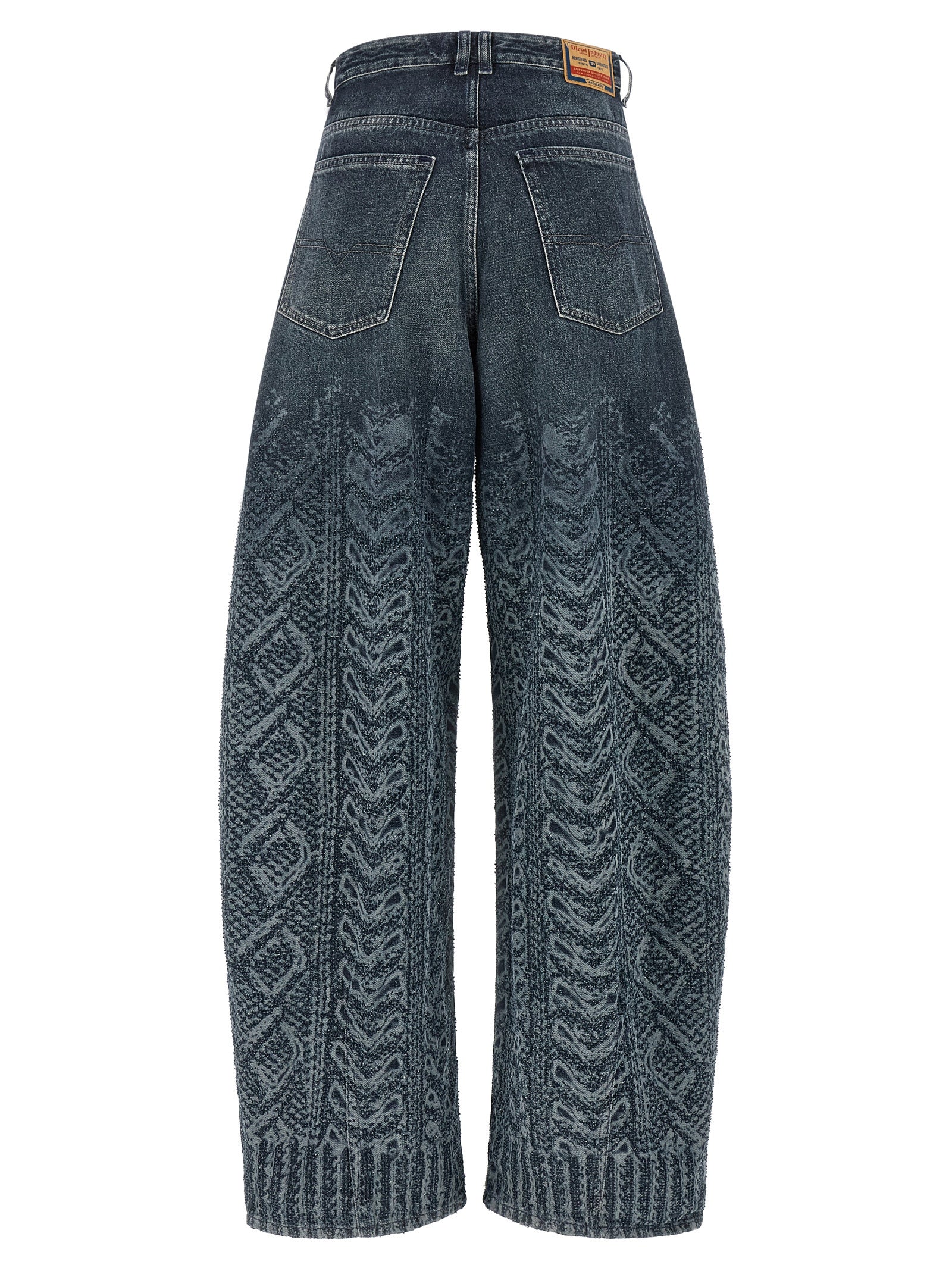 Blue Cotton High-Waisted Jean