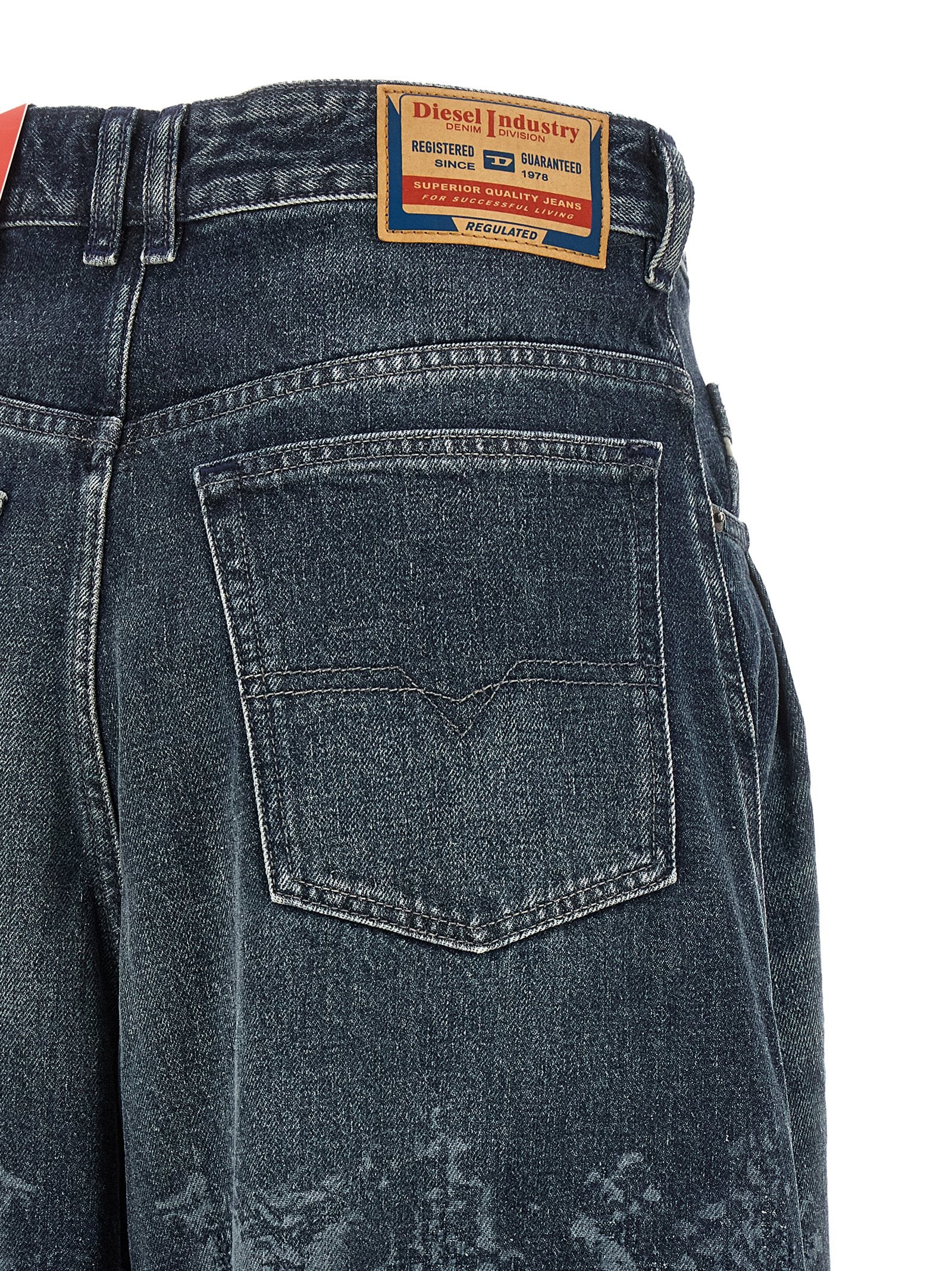 Blue Cotton High-Waisted Jean