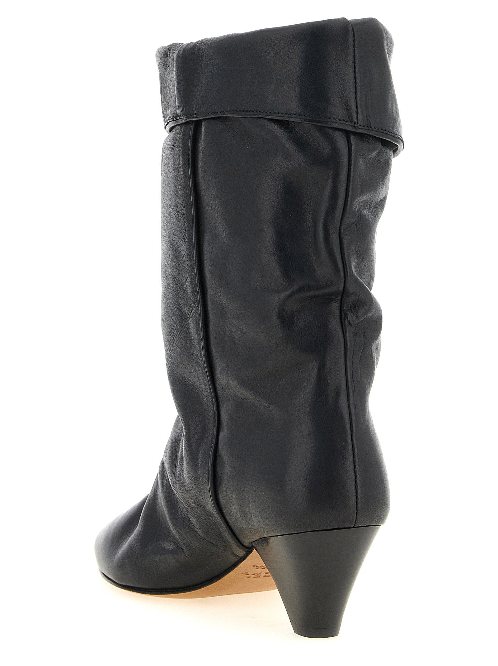 Black Cowhide Ankle Boots