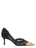 Black Tencel Mid Heel Pumps