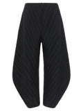 Black Polyester Casual Pants