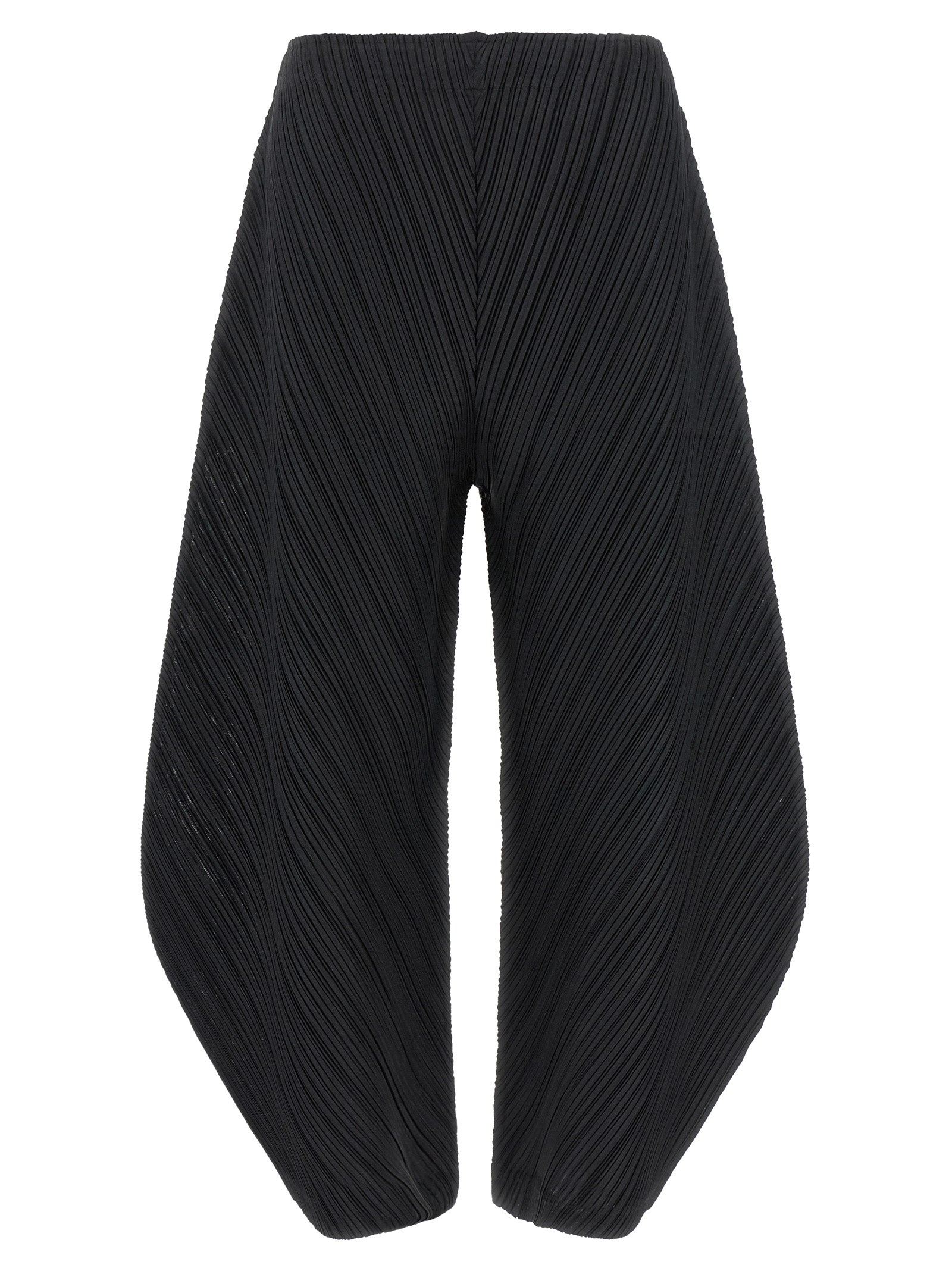 Black Polyester Casual Pants