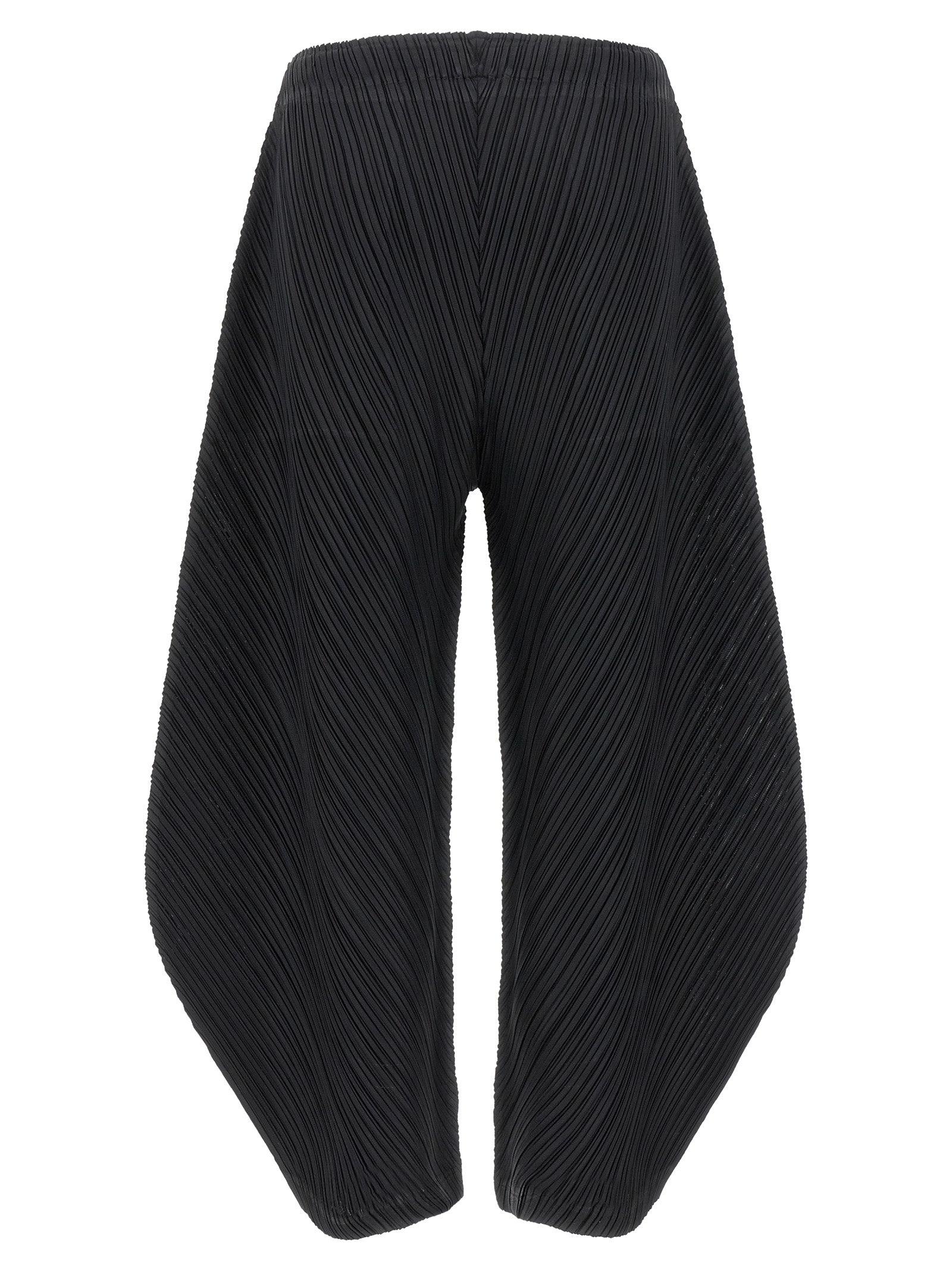 Black Polyester Casual Pants