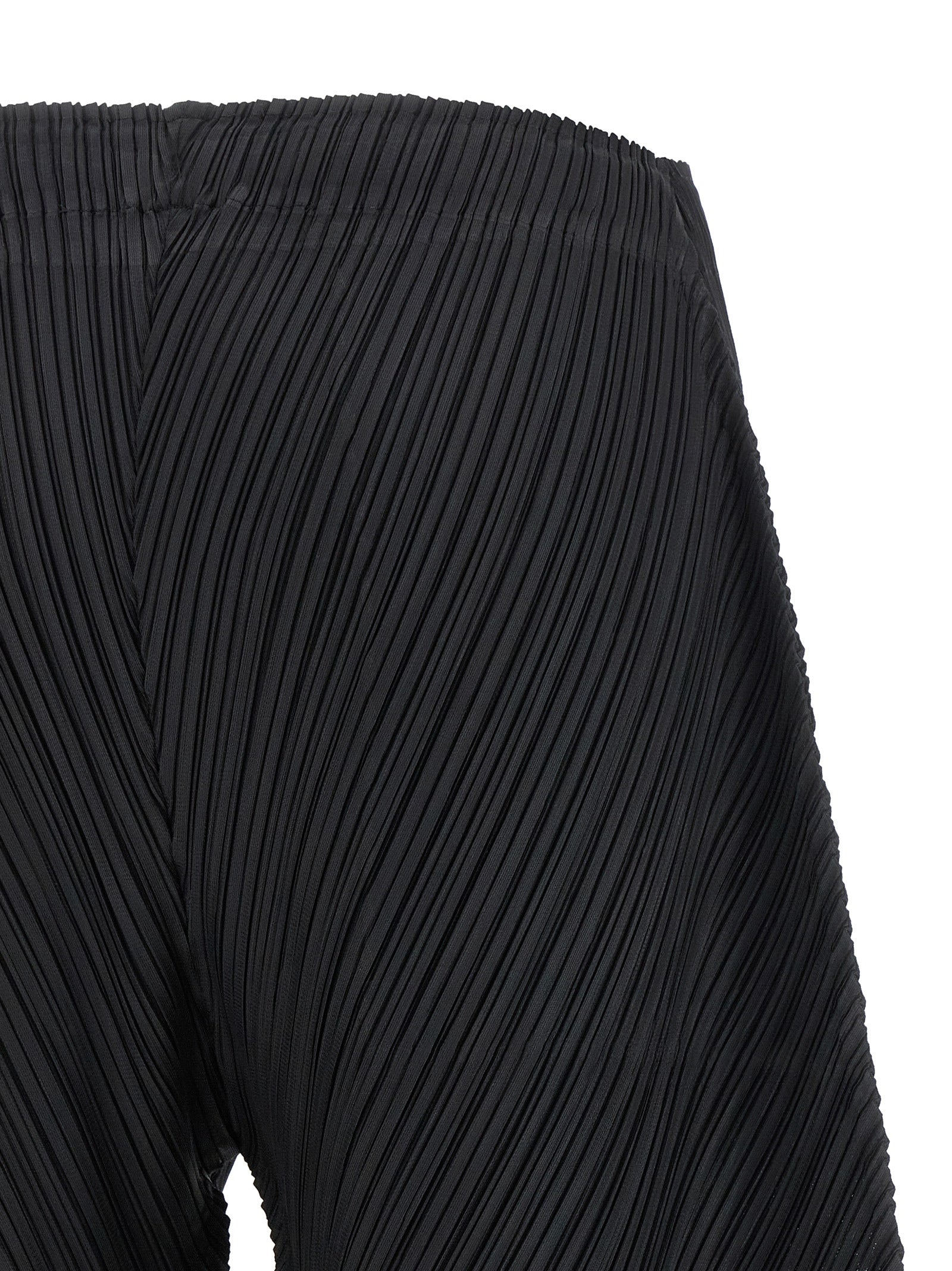 Black Polyester Casual Pants