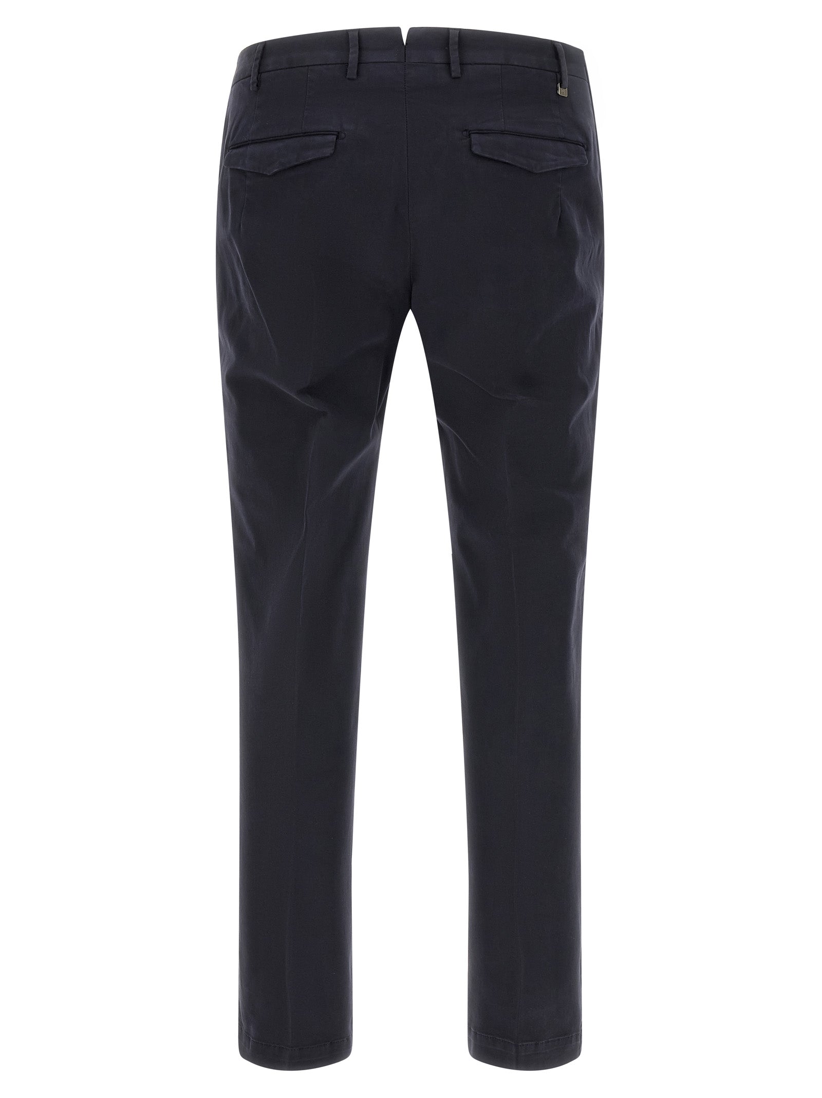 Blue Cotton Casual Pants