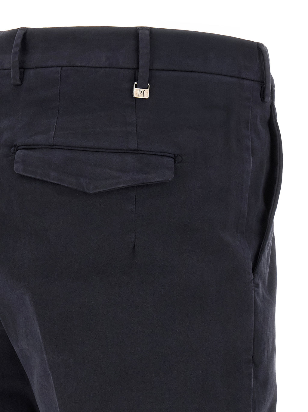 Blue Cotton Casual Pants