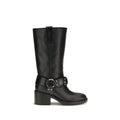 Black Calf Leather Bos Taurus Flat Boots