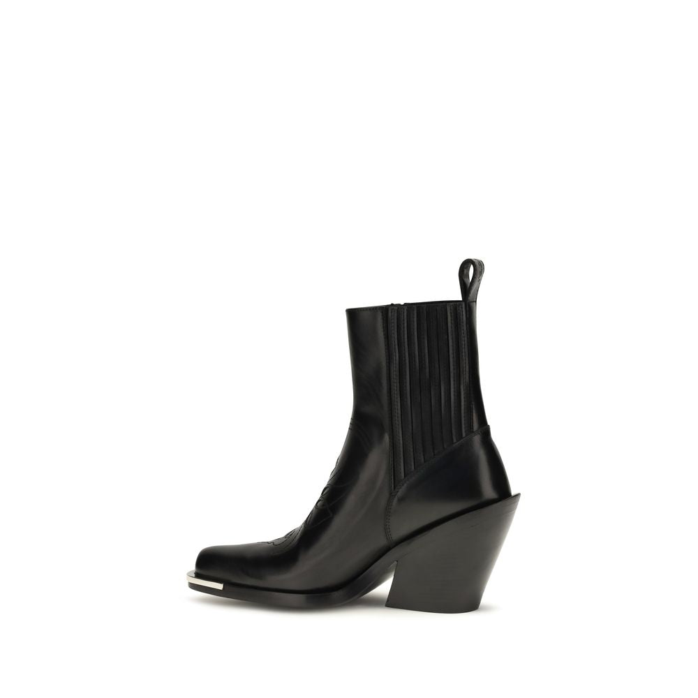Black Calf Leather Bos Taurus Ankle Boots