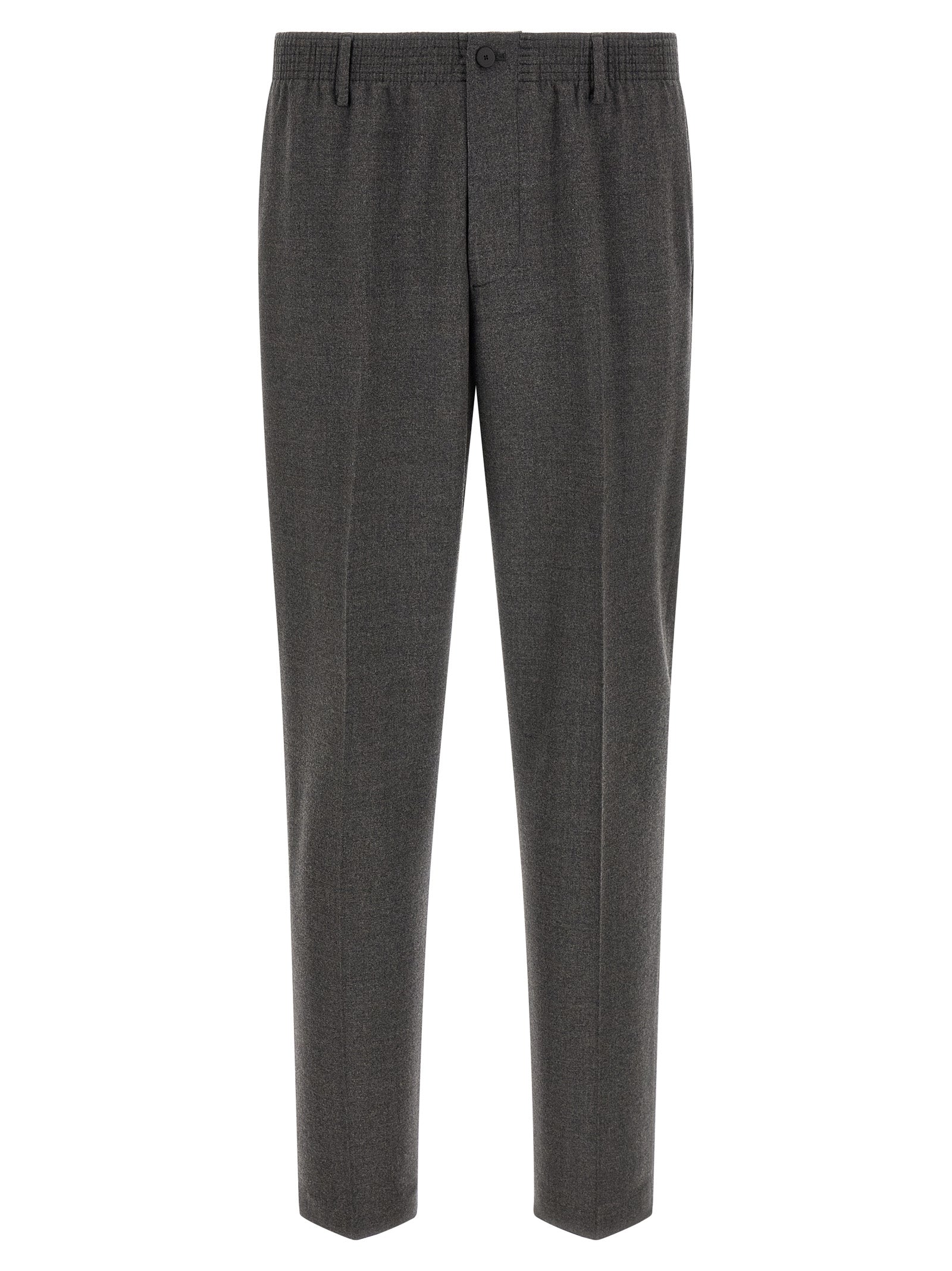 Gray Virgin Wool Cropped Pants