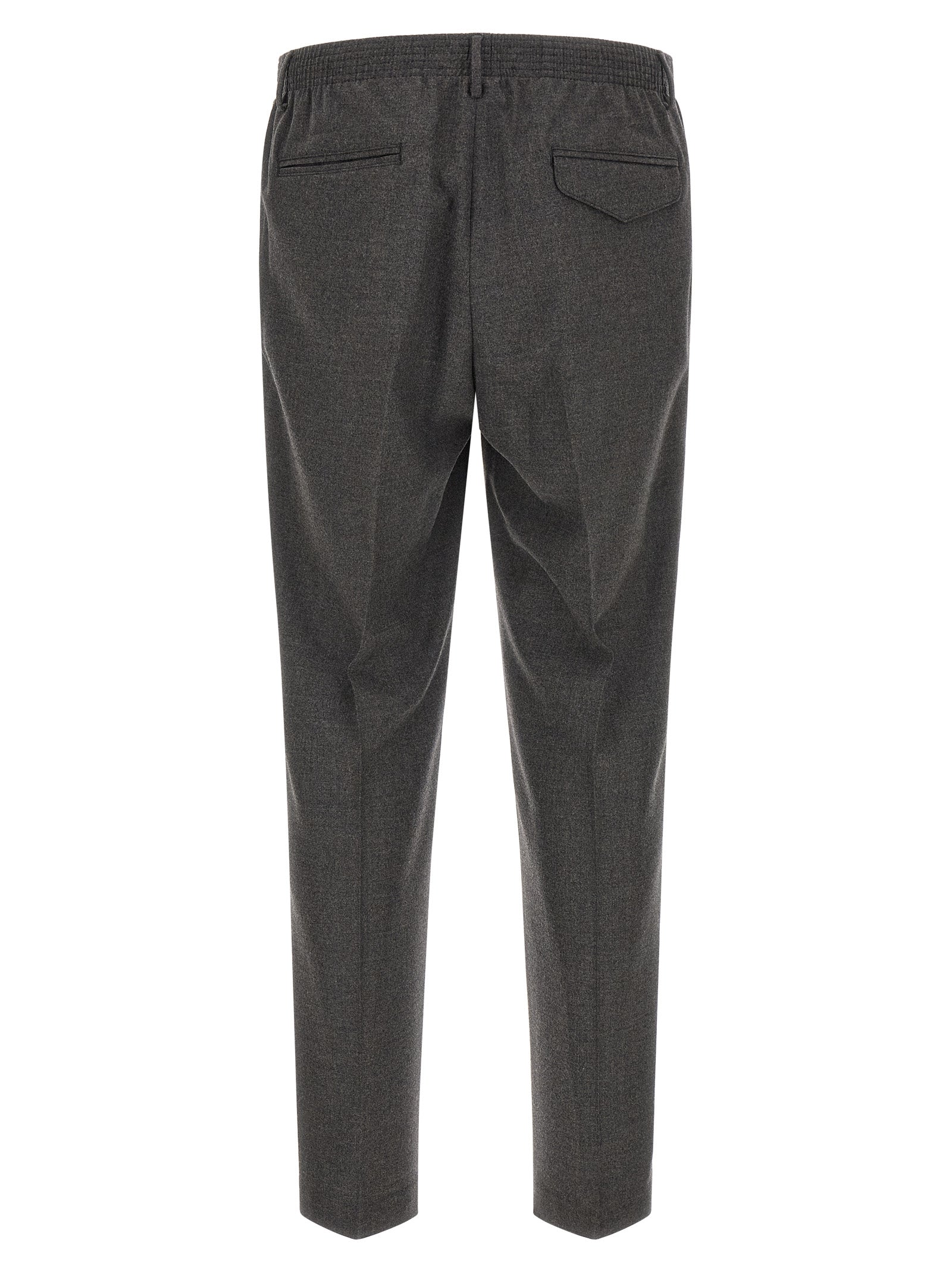 Gray Virgin Wool Cropped Pants