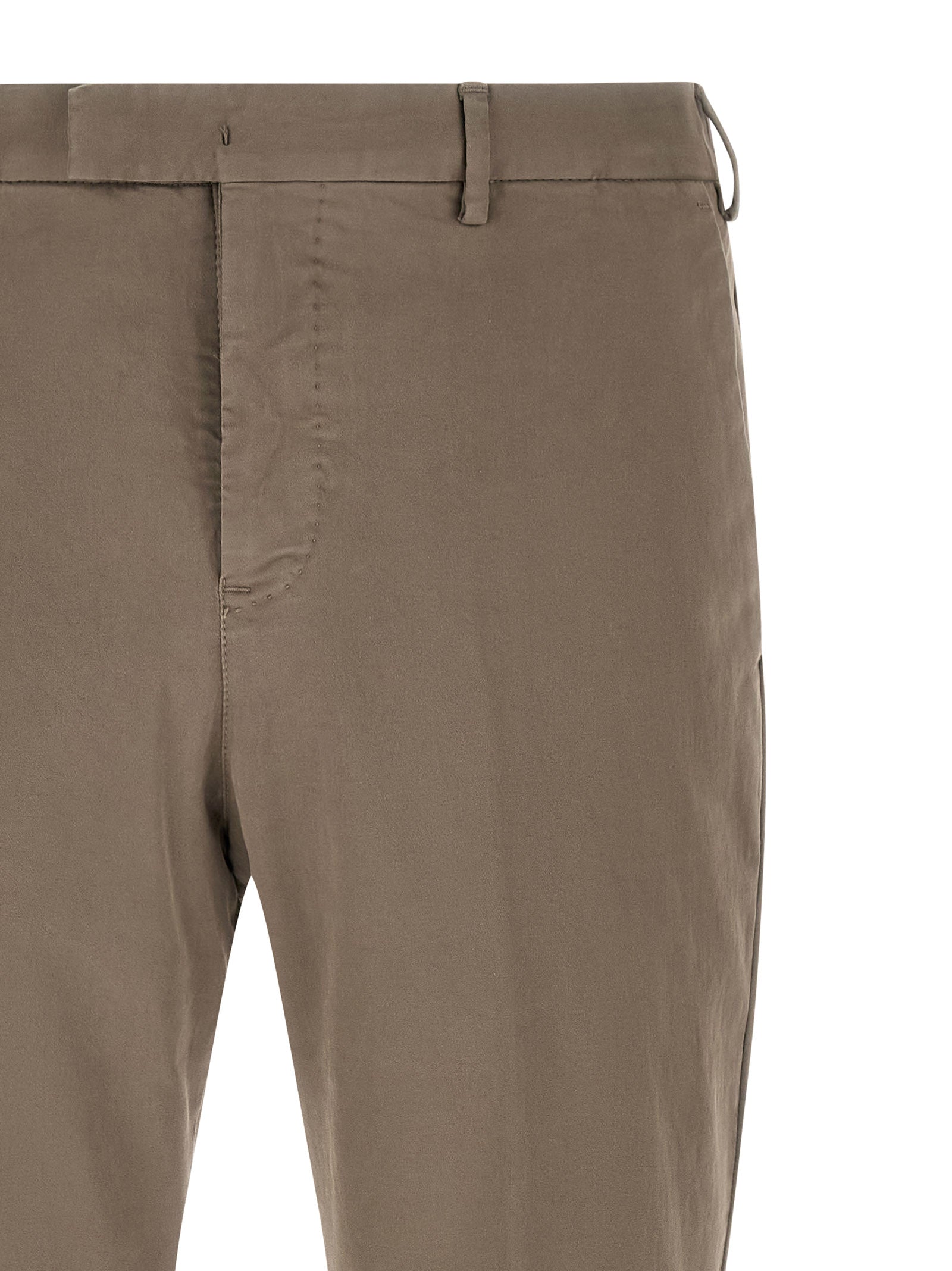Beige Cotton Casual Pants