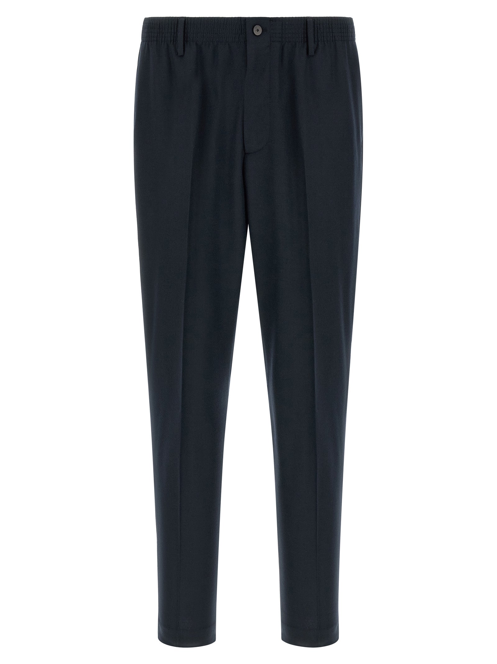 Blue Virgin Wool Cropped Pants