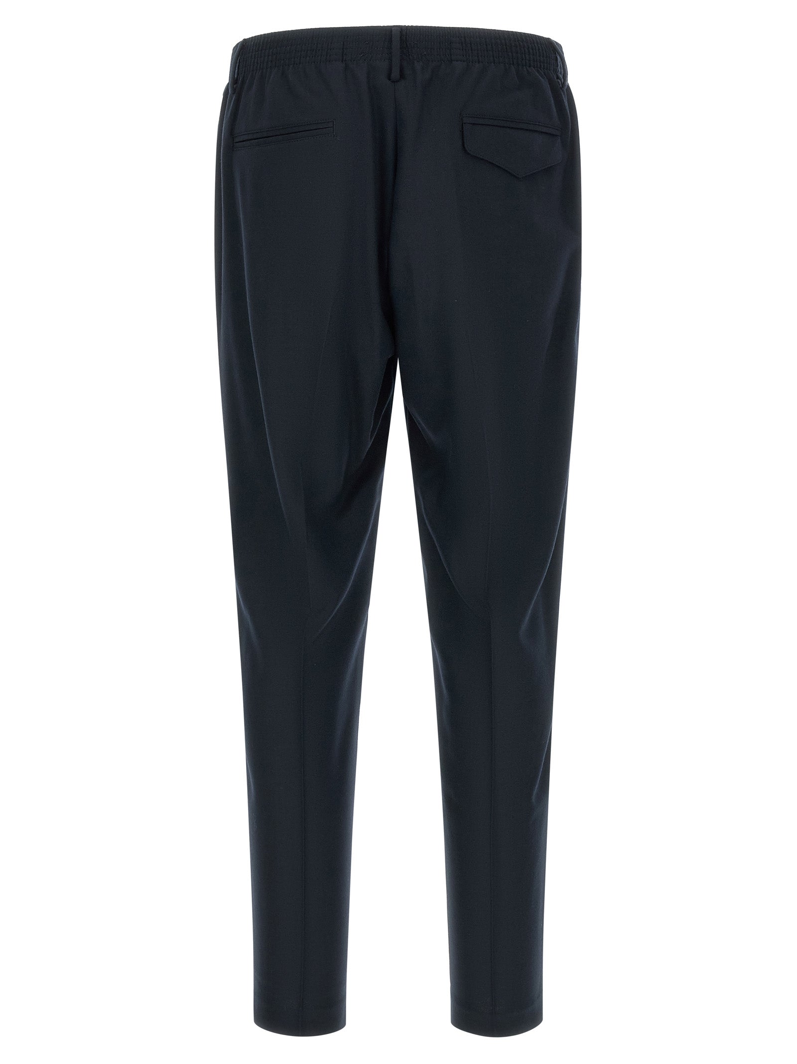 Blue Virgin Wool Cropped Pants