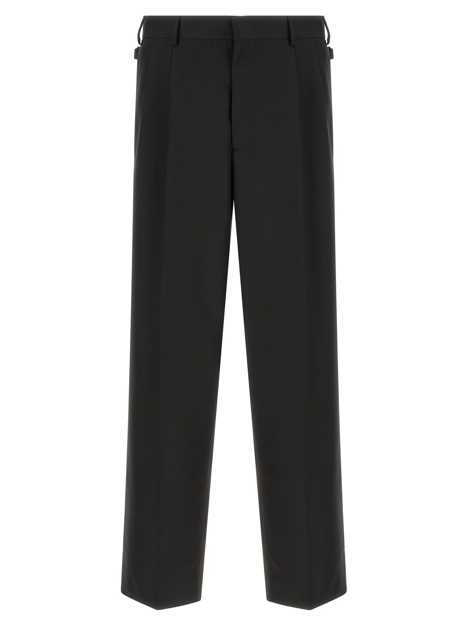 Black Polyester Casual Pants