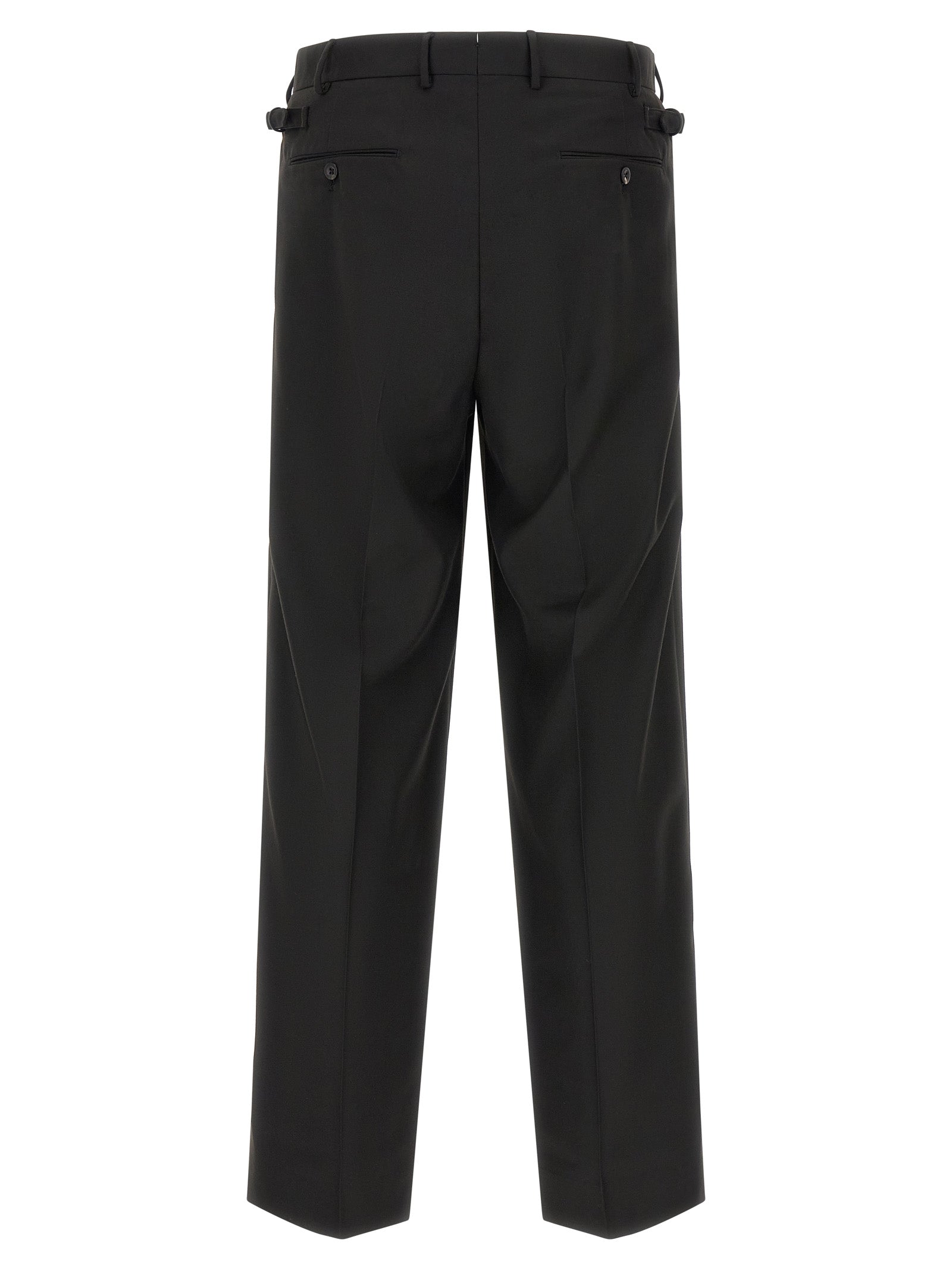 Black Polyester Casual Pants