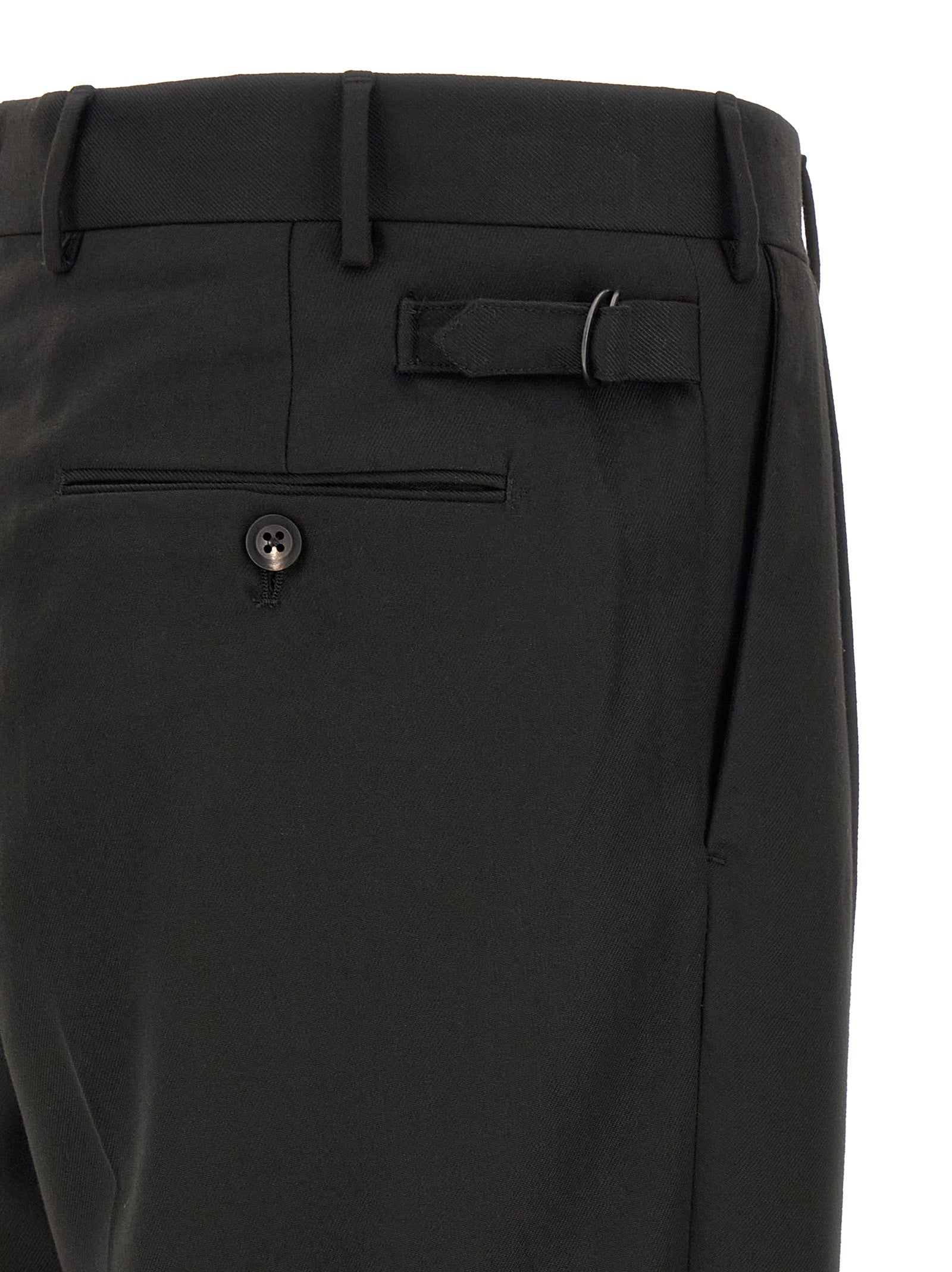 Black Polyester Casual Pants