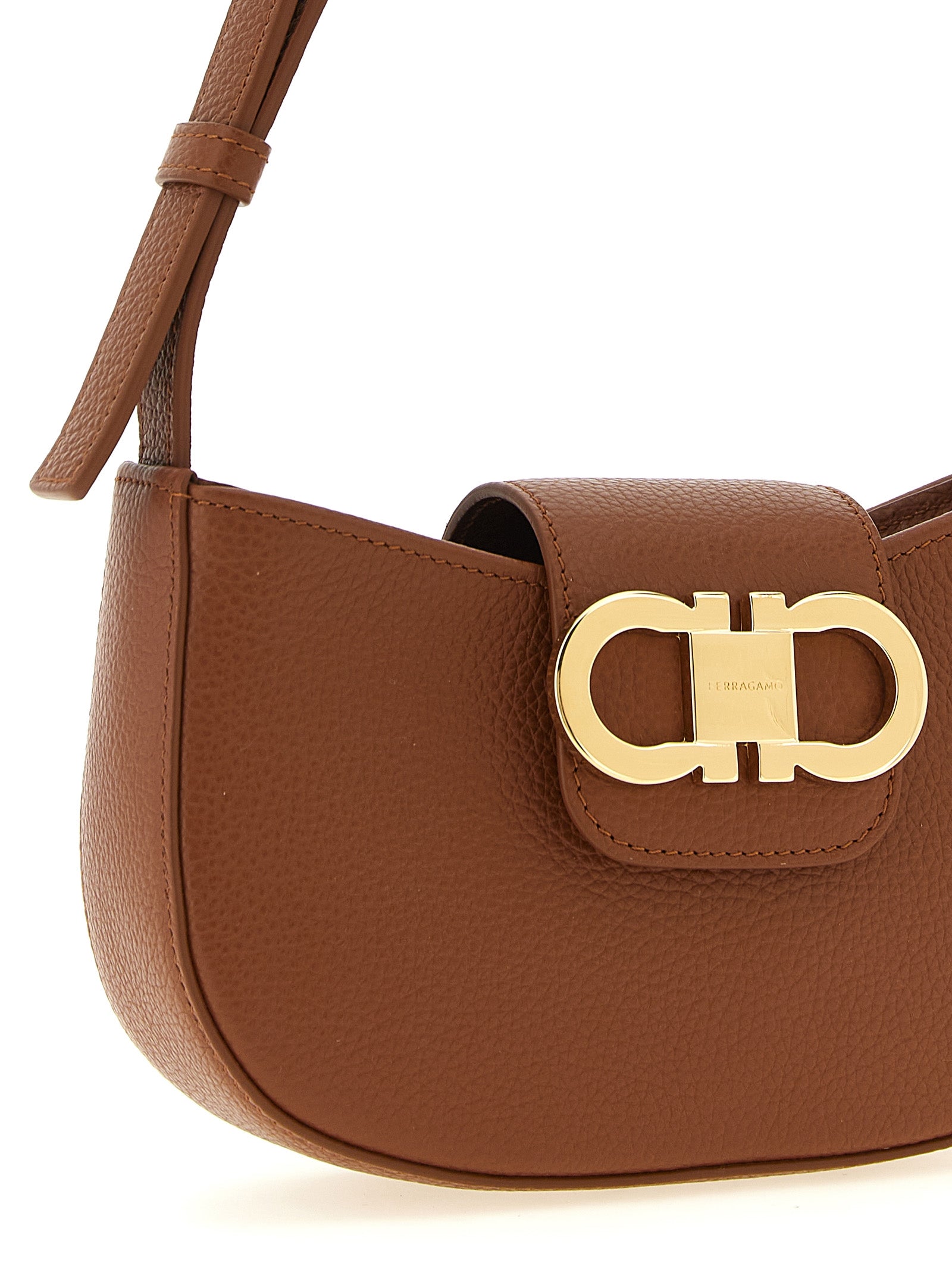 Brown Calfskin Shoulder Bag