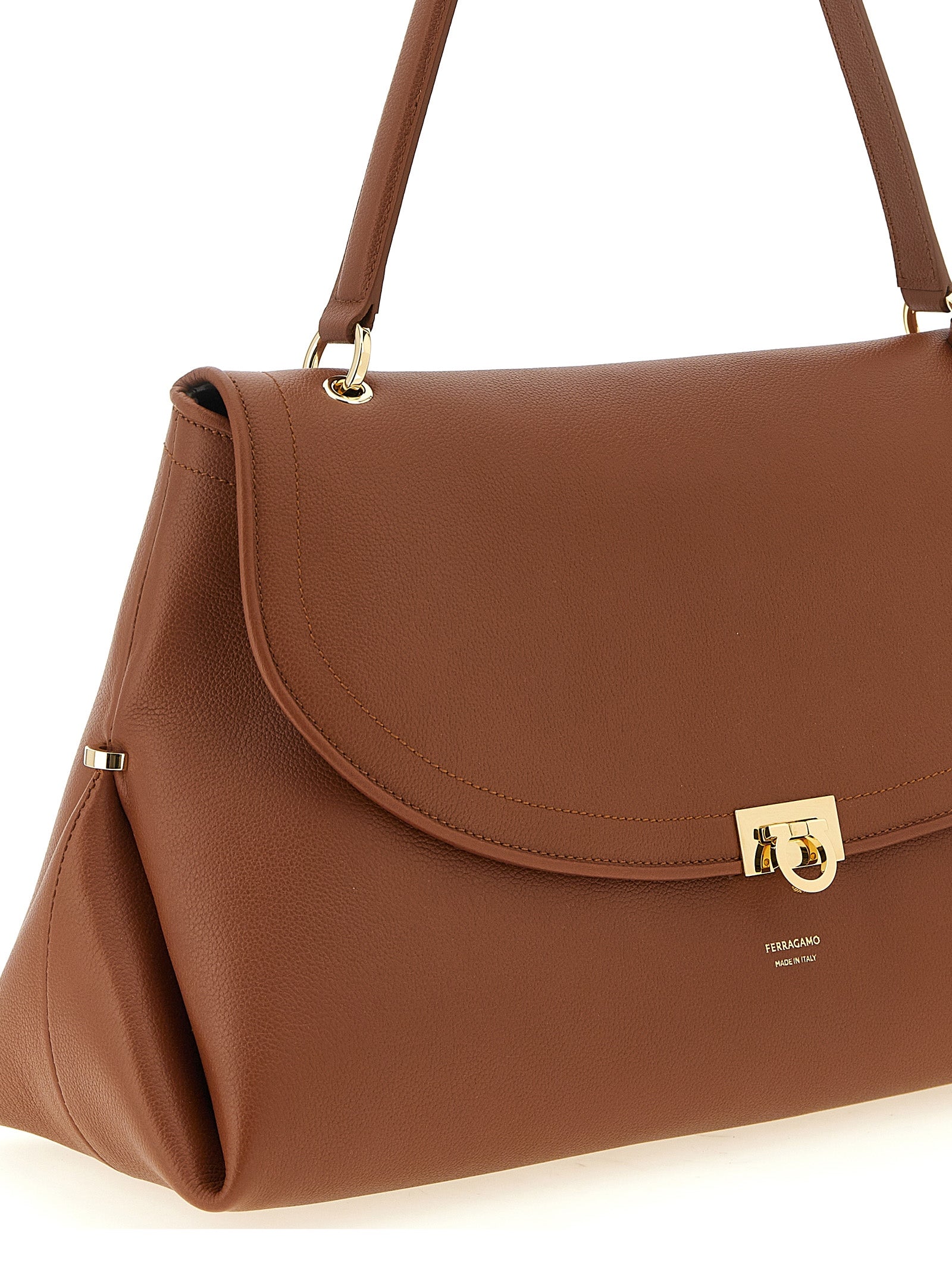Brown Calfskin Shoulder Bag