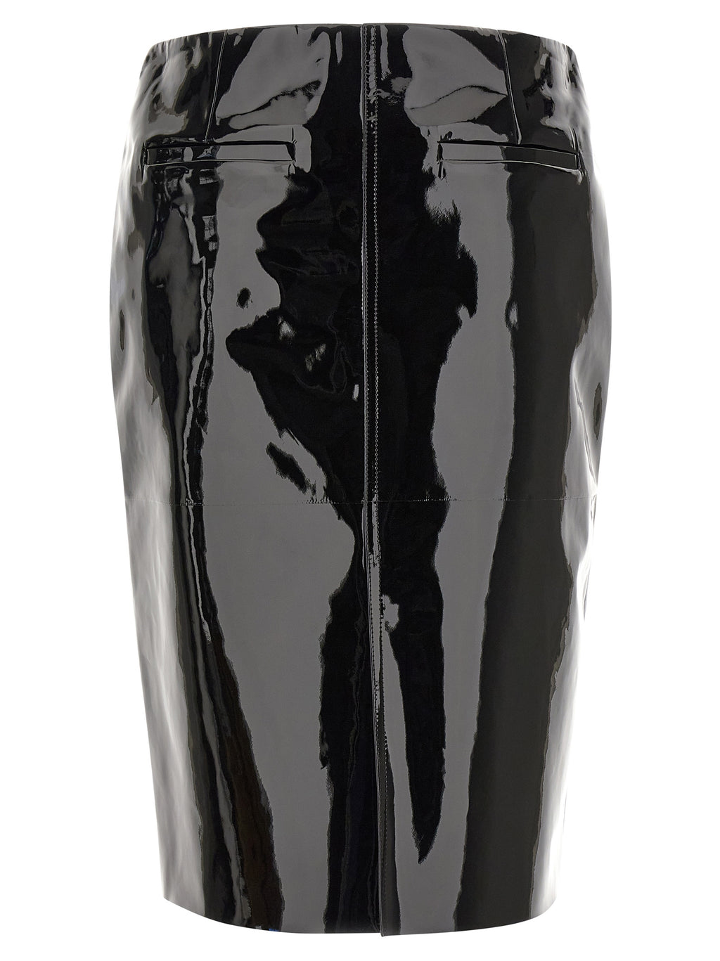 Black Lamb Leather Midi Skirt
