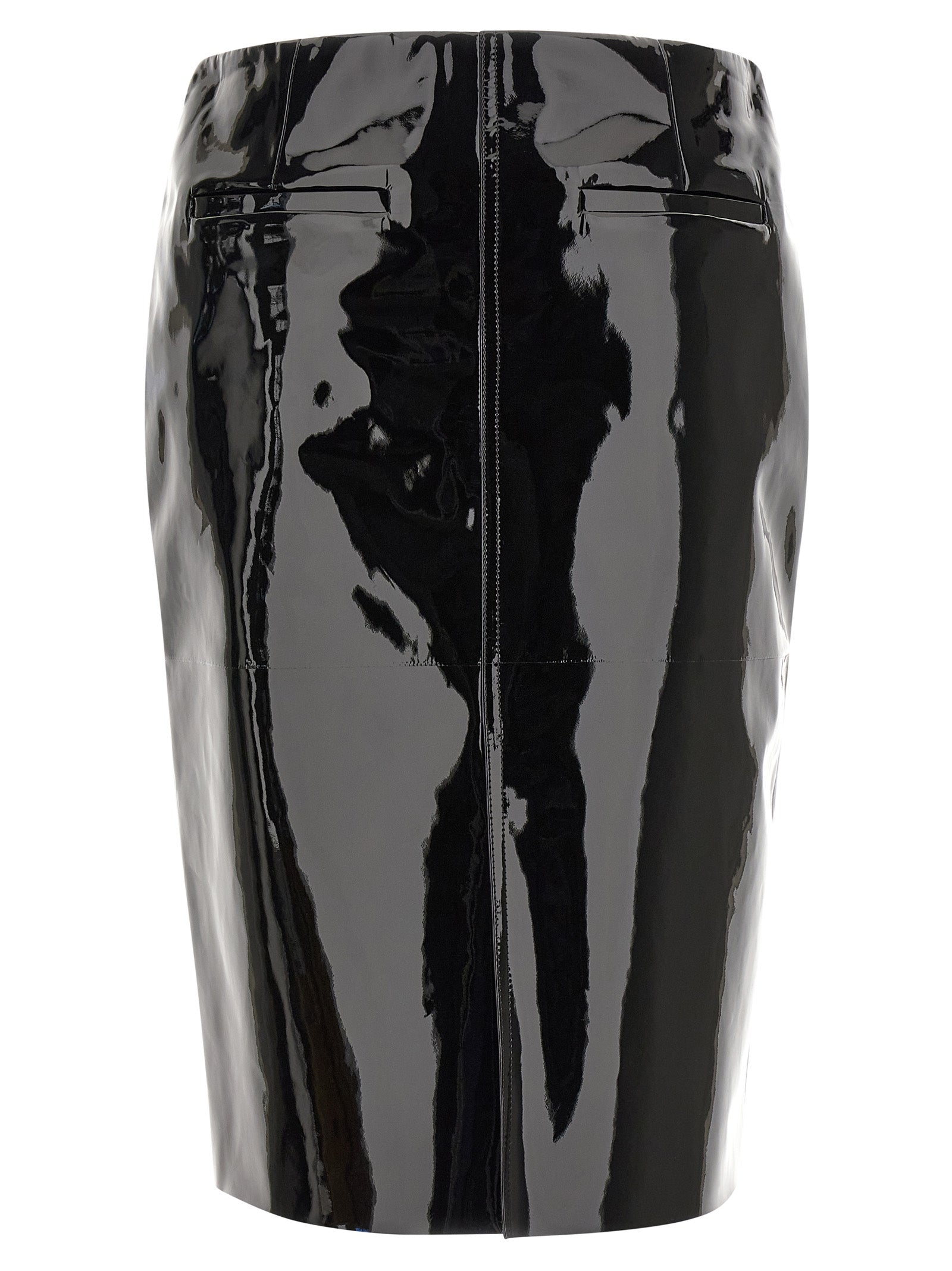 Black Lamb Leather Midi Skirt