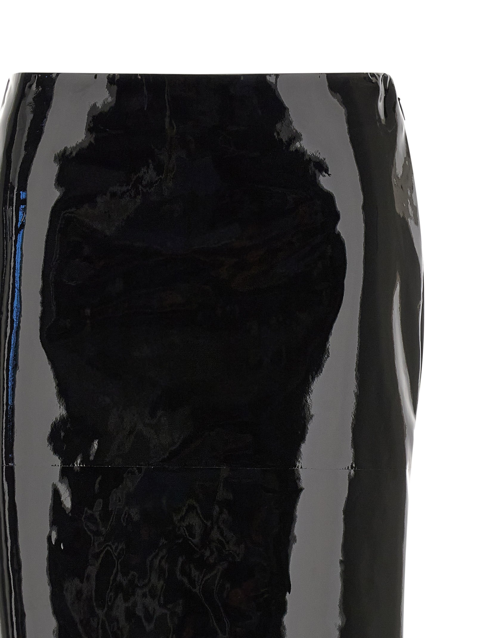 Black Lamb Leather Midi Skirt