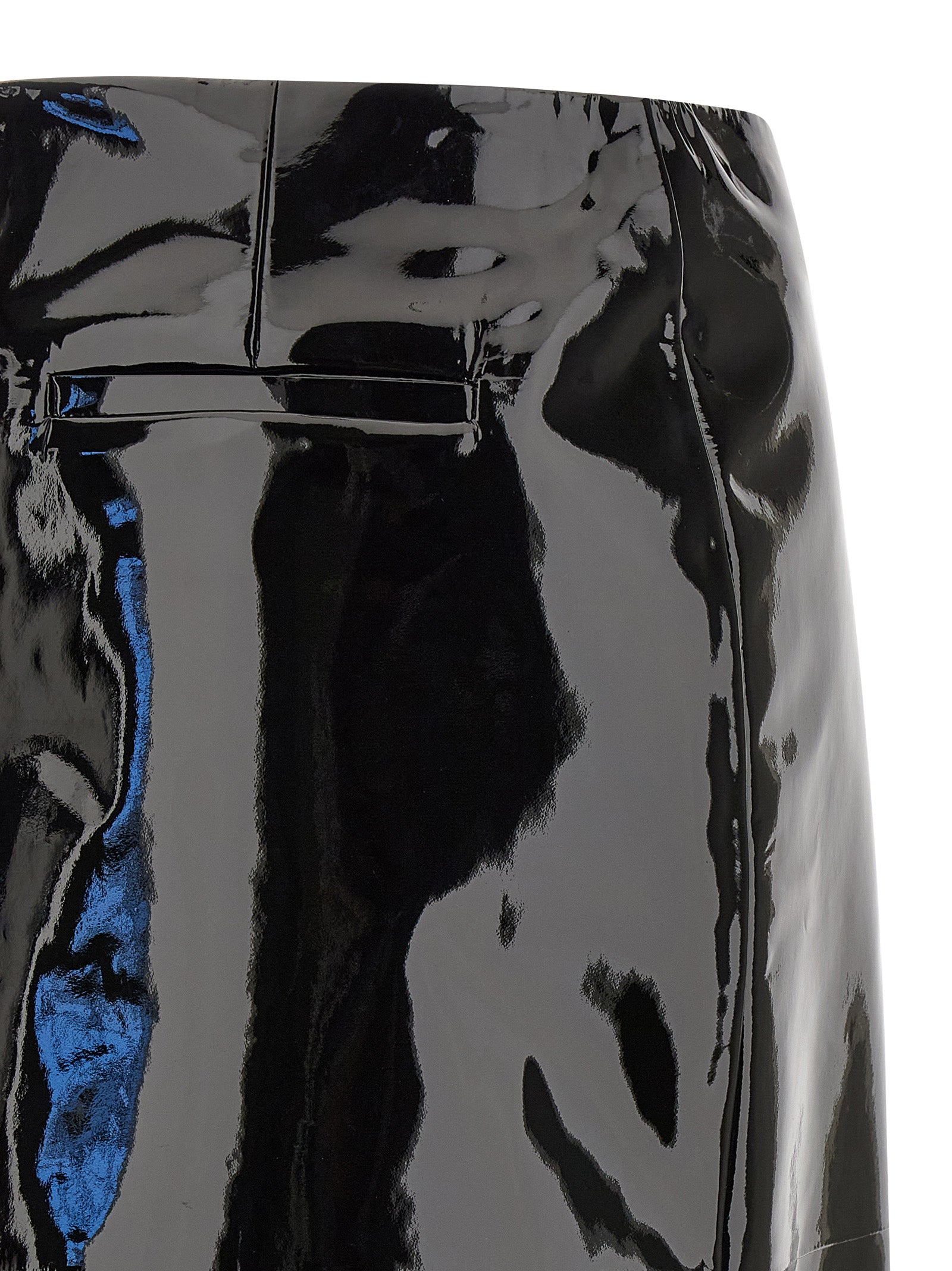 Black Lamb Leather Midi Skirt