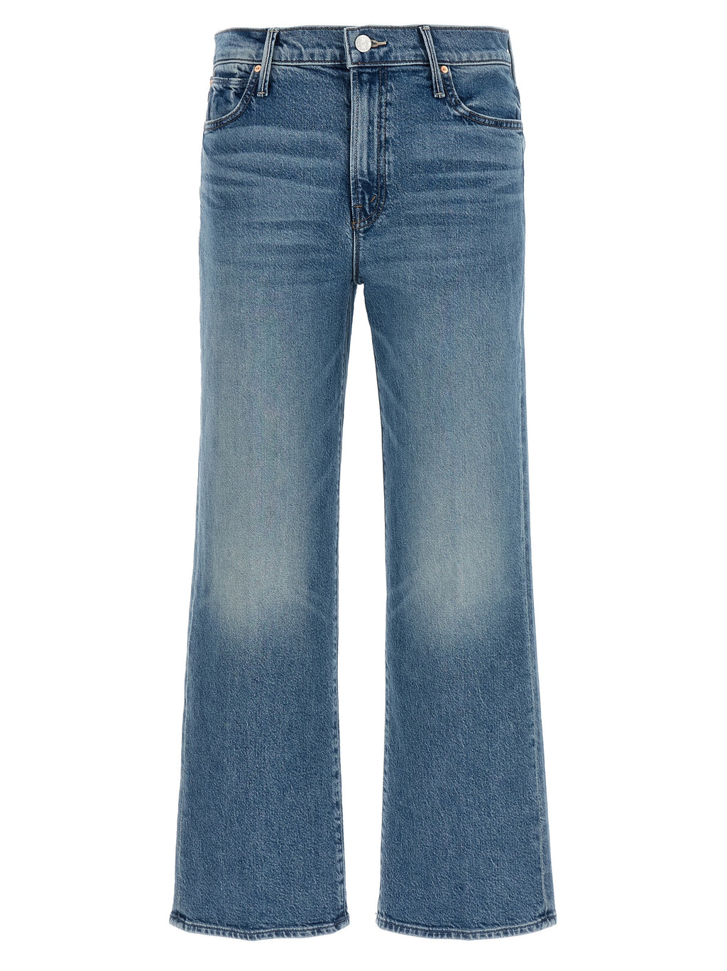 Blue Cotton Straight-Leg Jeans