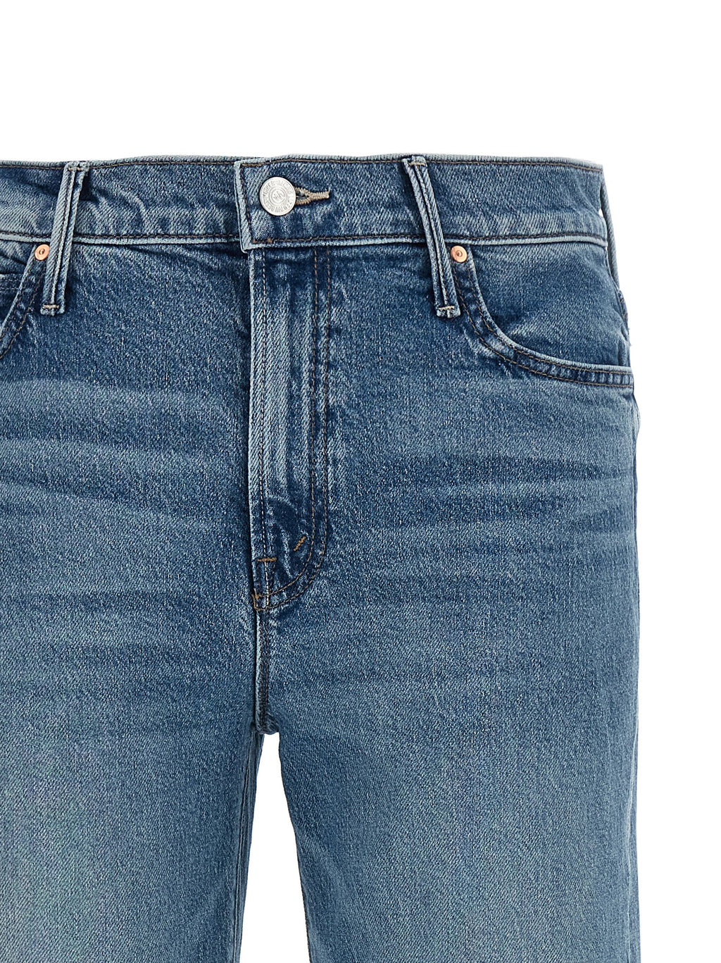 Blue Cotton Straight-Leg Jeans