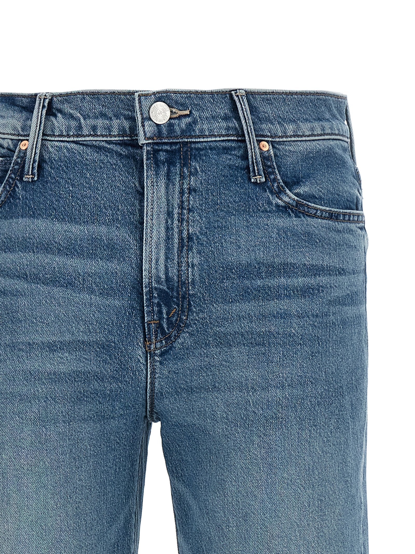Blue Cotton Straight-Leg Jeans
