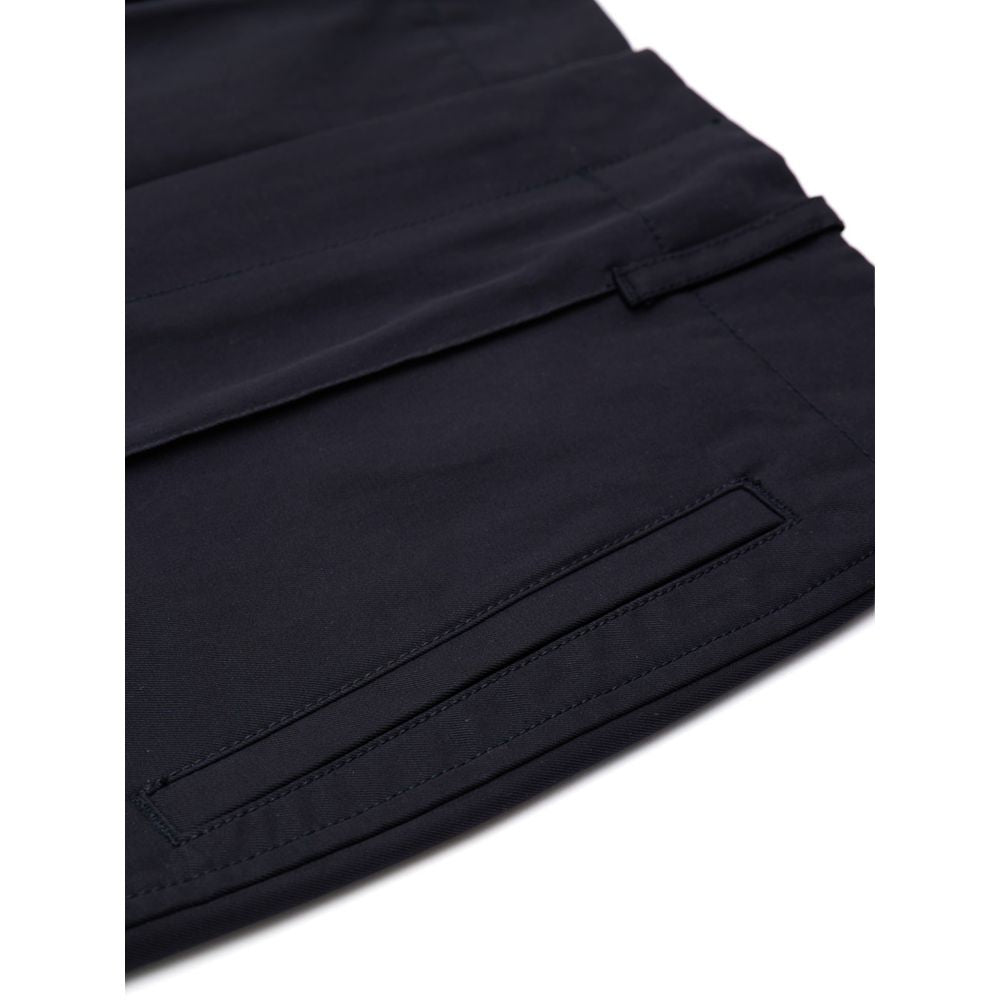 Navy Blue Cotton Casual Pants