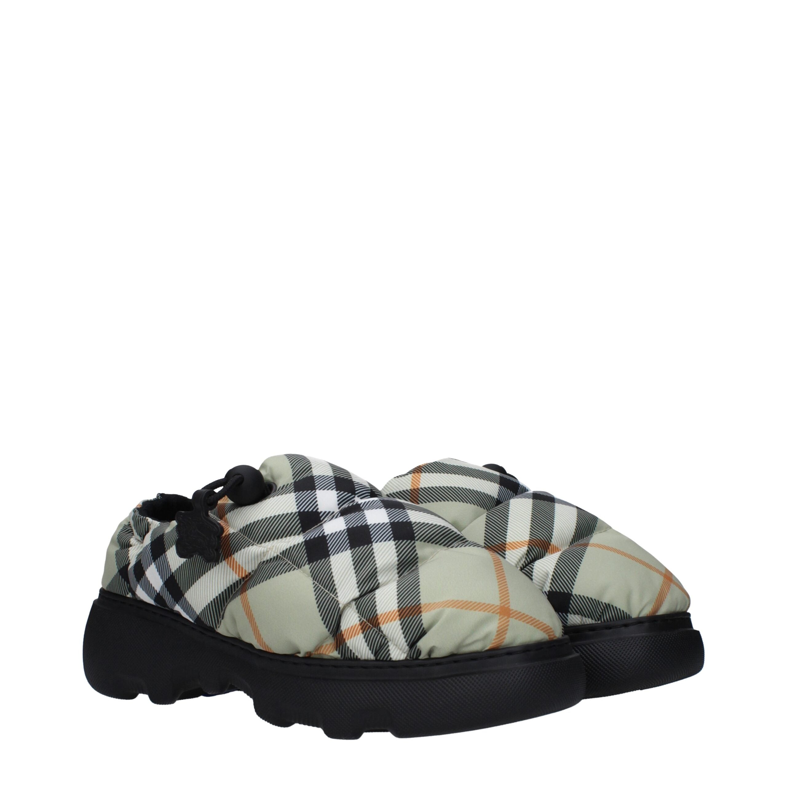 Green Fabric Slip-On Loafers