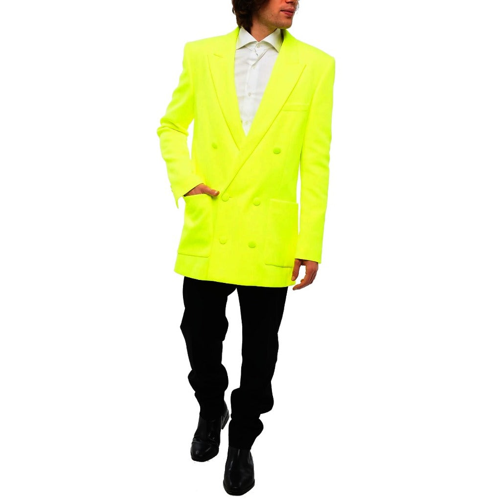 balmain - blazer doppiopetto giallo fluo